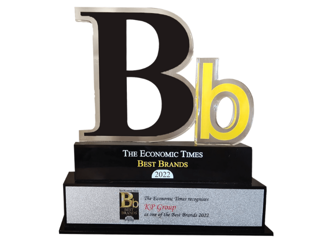 The Economic Times Best Brands 2022 award trophy presented to KP Group